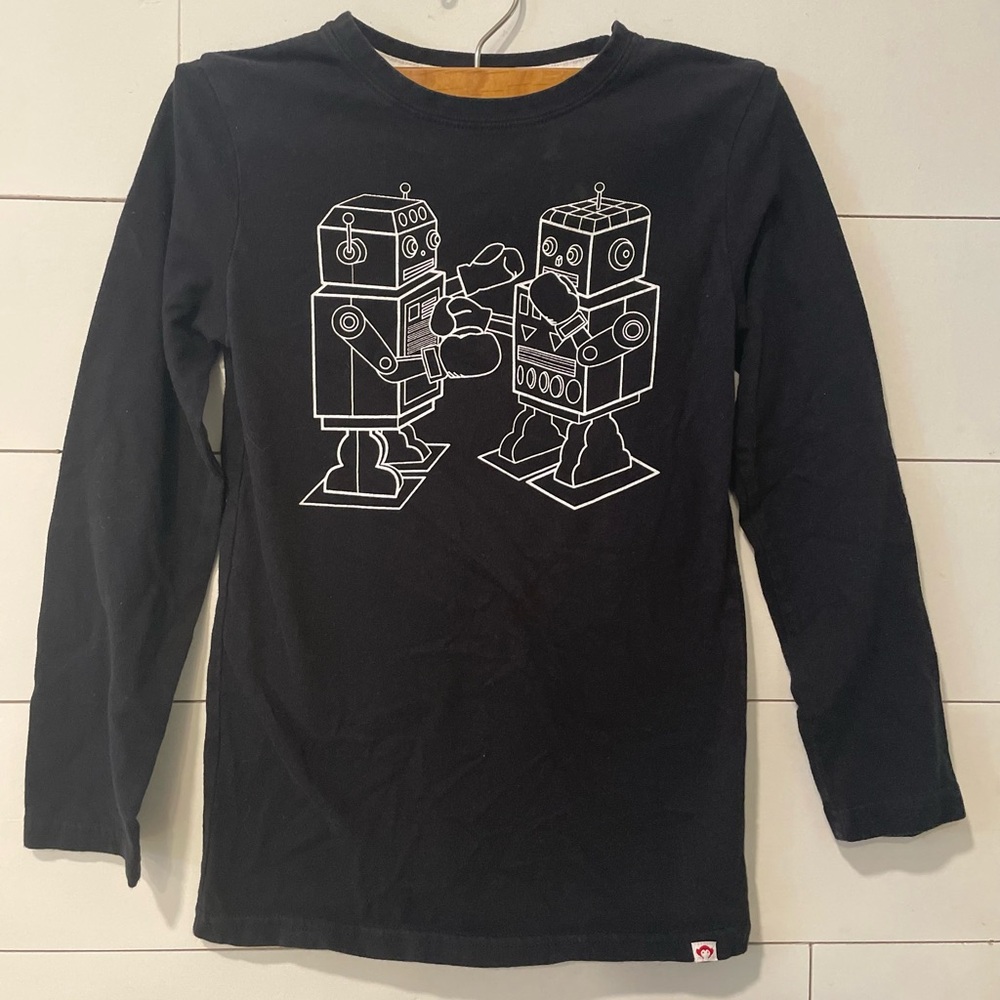 Appaman Black Long Sleeve Tee with Robot Design